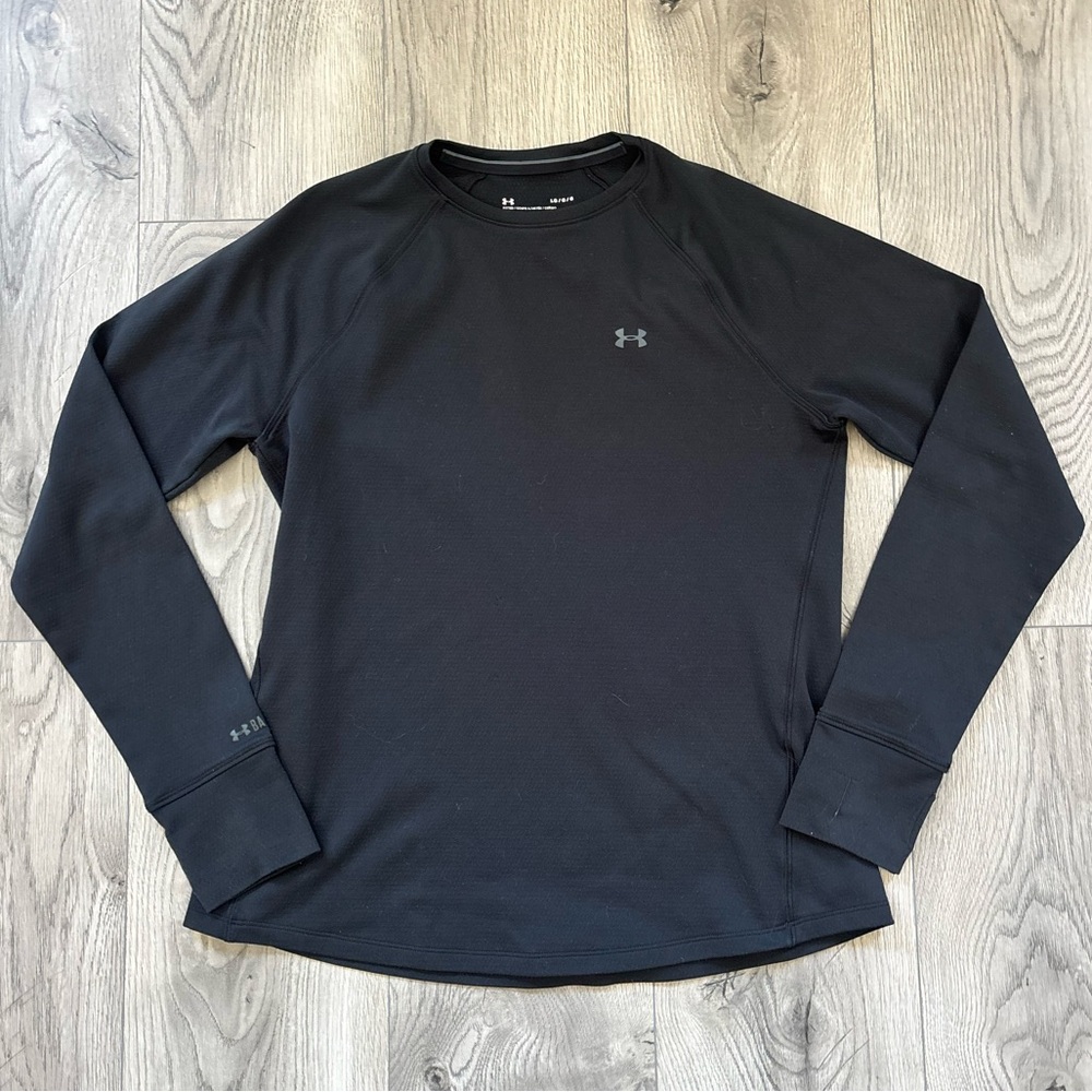 Under Armour Classic Logo ColdGear Black Fitted Long Sleeve Top Women’s Large